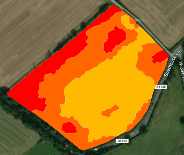 Zonal map of a field for a prescription map created from NDVI imagery