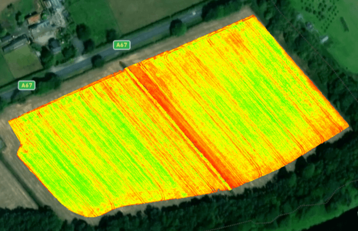 NDVI field map captured by a DJI Mavic 3 Multispectral